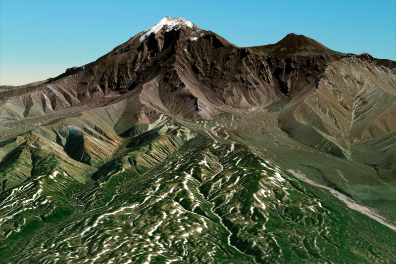 Volcán Shiveluch Península de Kamchatka Modelo 3D .c4d .max .obj .3ds .fbx .stl .blend