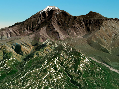 Volc&aacute;n Shiveluch Pen&iacute;nsula de Kamchatka Modelo 3D