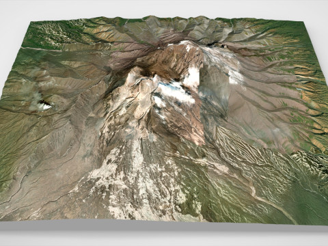 Volc&aacute;n Shiveluch Pen&iacute;nsula de Kamchatka Modelo 3D