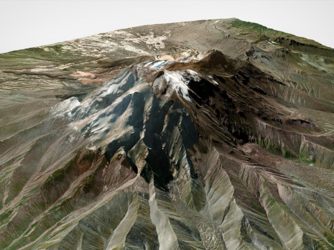 Volc&aacute;n Shiveluch Pen&iacute;nsula de Kamchatka Modelo 3D