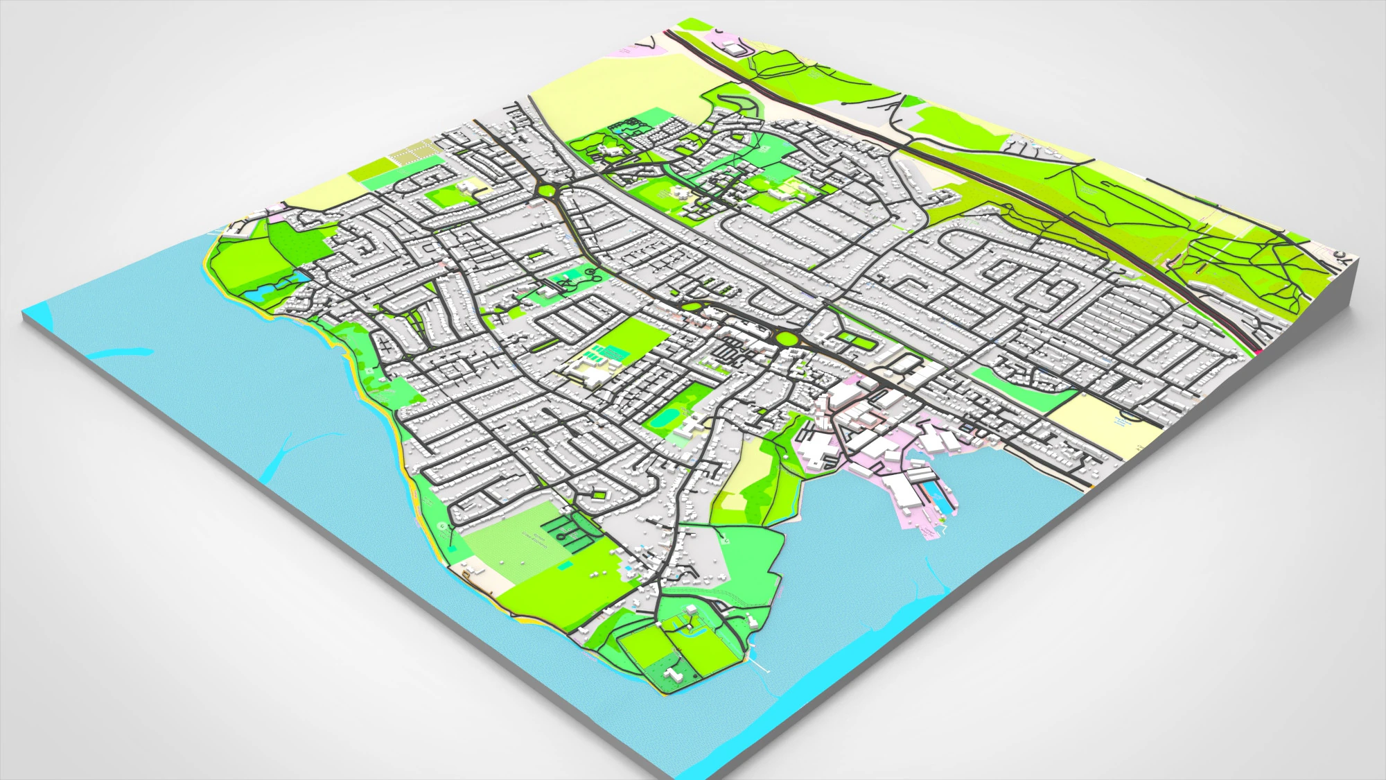 Cityscape Portchester England 3D Model .c4d .max .obj .3ds .fbx .stl .blend