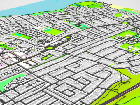Cityscape Portchester England 3D Model