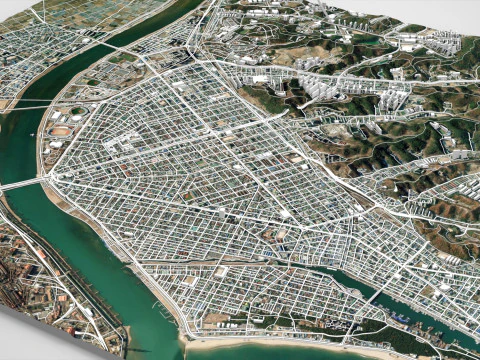 Paisaje urbano Pohang Corea del Sur Modelo 3D