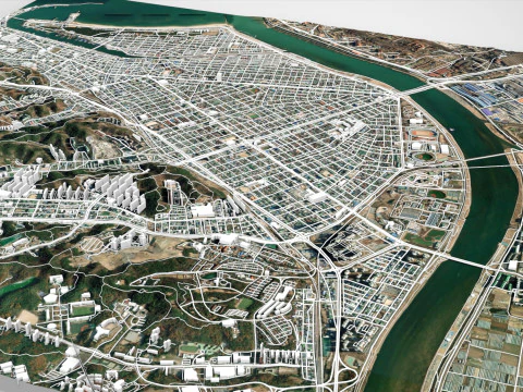 Paisaje urbano Pohang Corea del Sur Modelo 3D