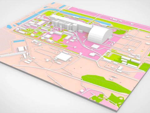 Paisaje urbano de la central nuclear de Chernobyl en Ucrania Modelo 3D