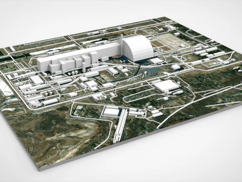 Paisaje urbano de la central nuclear de Chernobyl en Ucrania Modelo 3D