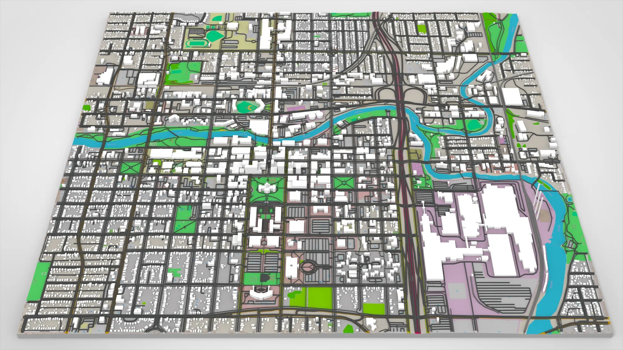 Cityscape Lansing United States 3D Model .c4d .max .obj .3ds .fbx .stl .blend