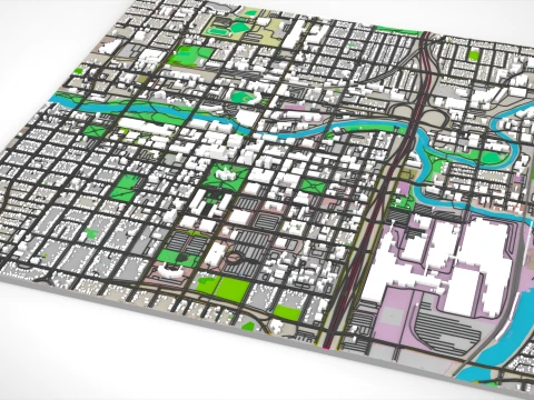 Cityscape Lansing United States 3D Model