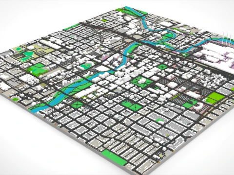 Cityscape Lansing United States 3D Model