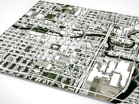 Cityscape Lansing United States 3D Model