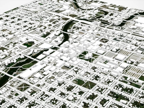 Cityscape Lansing United States 3D Model