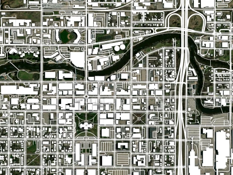 Cityscape Lansing United States 3D Model