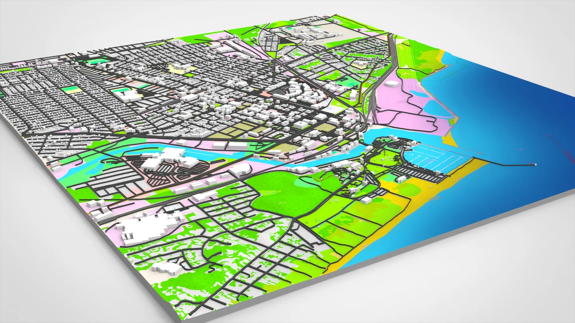 Cityscape Michigan City LaPorte County Indiana USA 3D Model .c4d .max .obj .3ds .fbx .stl .blend 