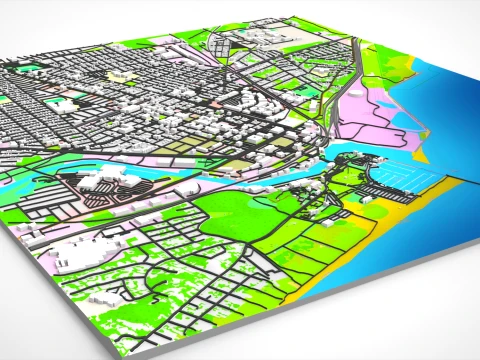 Cityscape Michigan City LaPorte County Indiana USA 3D Model