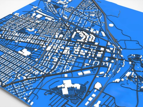 Cityscape Michigan City LaPorte County Indiana USA 3D Model