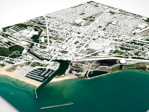 Cityscape Michigan City LaPorte County Indiana USA 3D Model