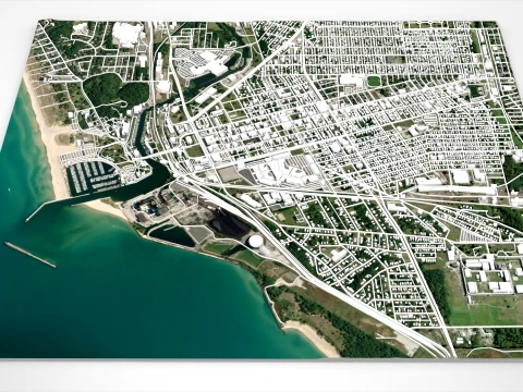 Cityscape Michigan City LaPorte County Indiana USA 3D Model