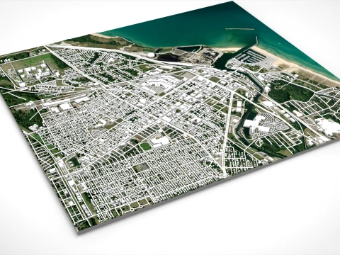 Cityscape Michigan City LaPorte County Indiana USA 3D Model