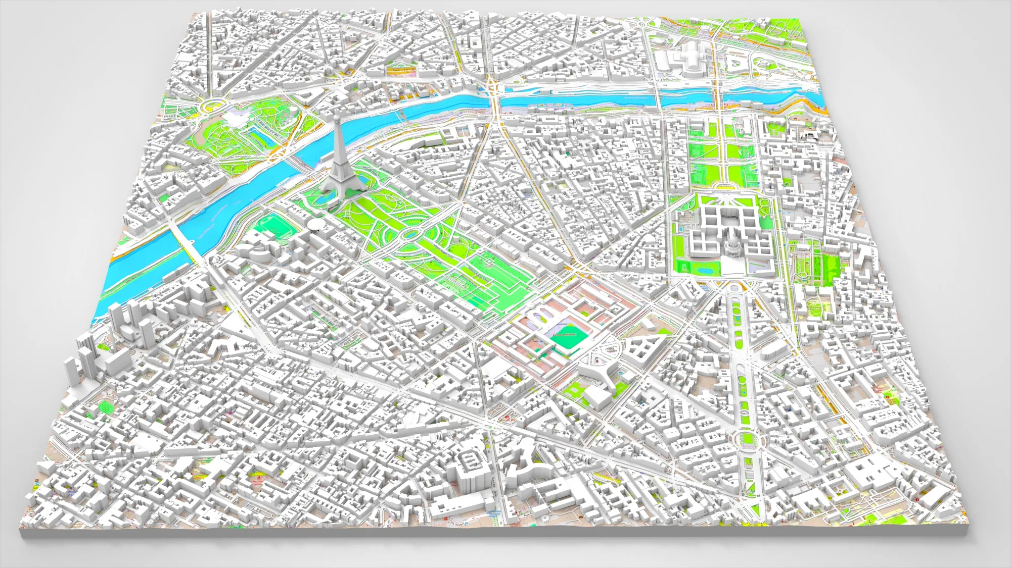 Cityscape Paris France fragmen city 3D Model .c4d .max .obj .3ds .fbx .stl .blend 