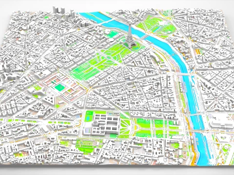 Cityscape Paris France fragmen city 3D Model