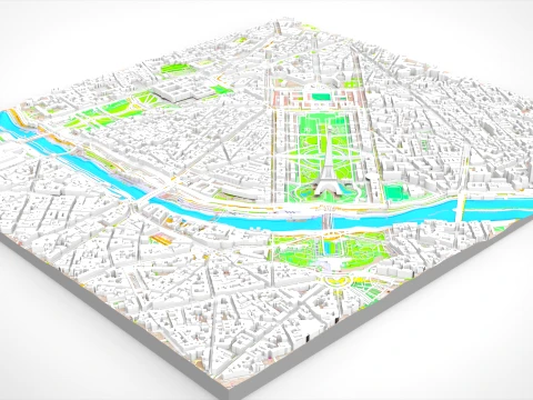 Cityscape Paris France fragmen city 3D Model