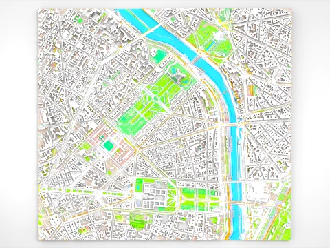 Cityscape Paris France fragmen city 3D Model