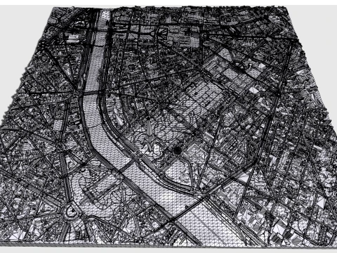 Cityscape Paris France fragmen city 3D Model