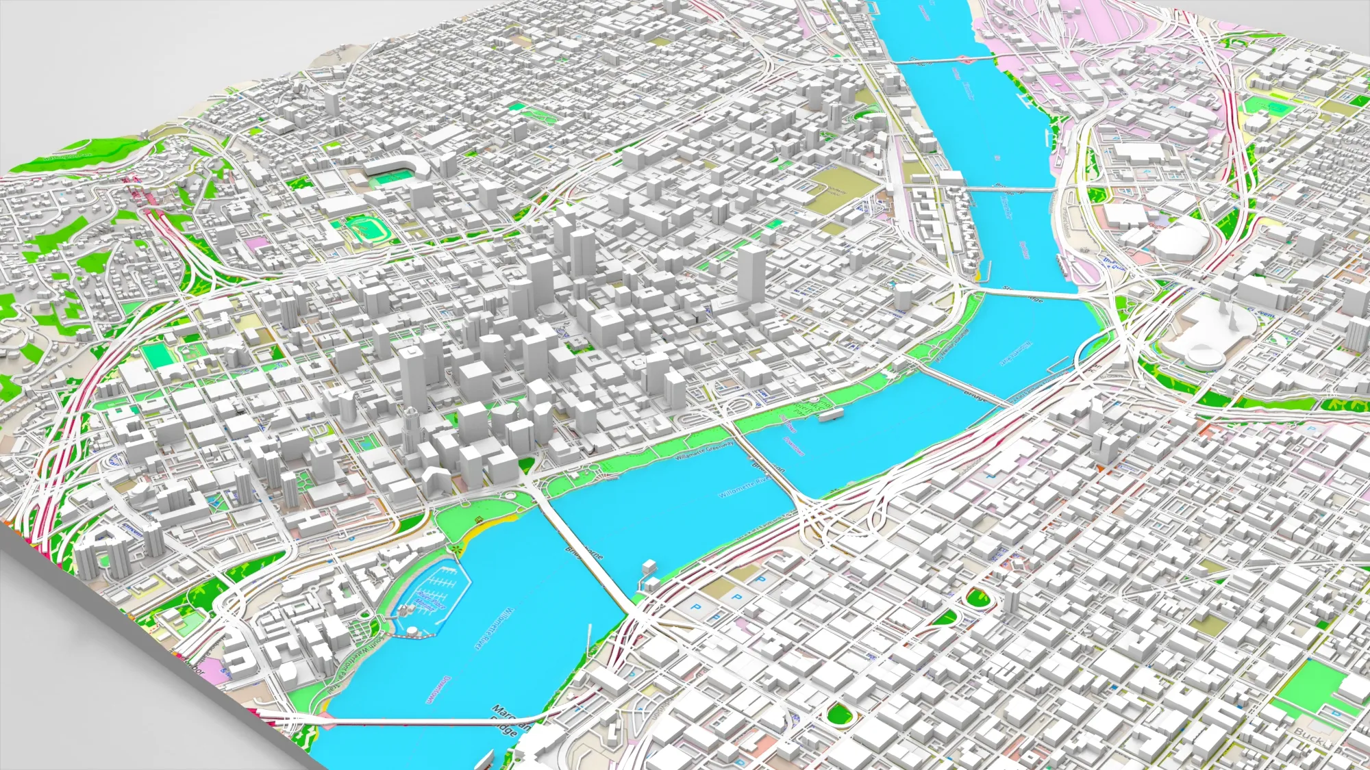 Cityscape Portland Oregon USA 3D Model .c4d .max .obj .3ds .fbx .stl .blend 