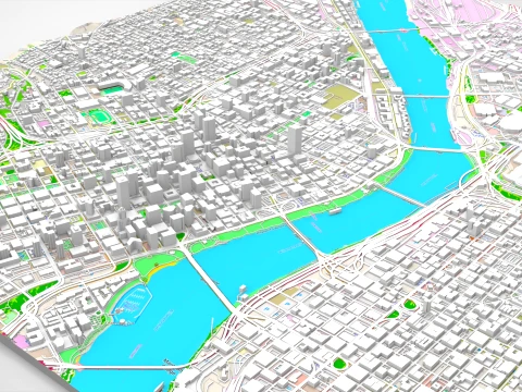 Cityscape Portland Oregon USA 3D Model