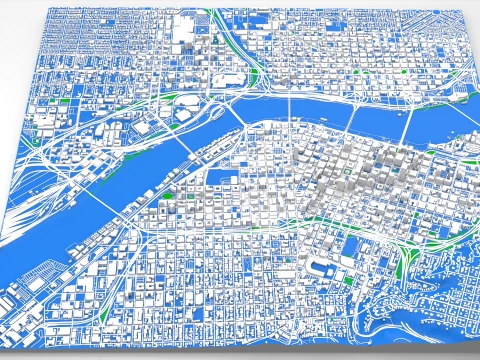 Cityscape Portland Oregon USA 3D Model