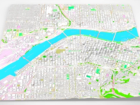 Cityscape Portland Oregon USA 3D Model