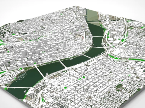 Cityscape Portland Oregon USA 3D Model