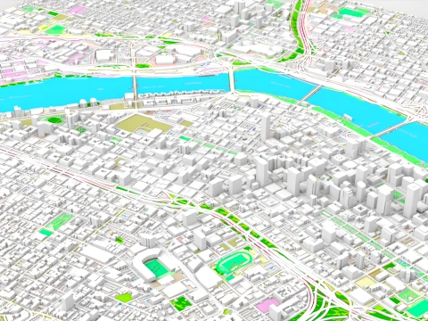 Cityscape Portland Oregon USA 3D Model