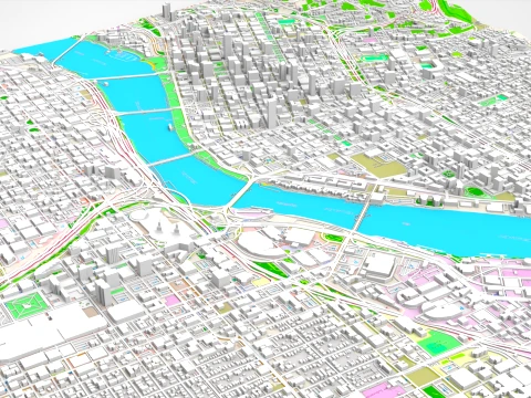 Cityscape Portland Oregon USA 3D Model