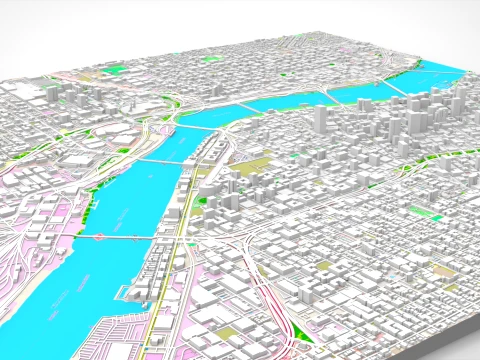 Cityscape Portland Oregon USA 3D Model