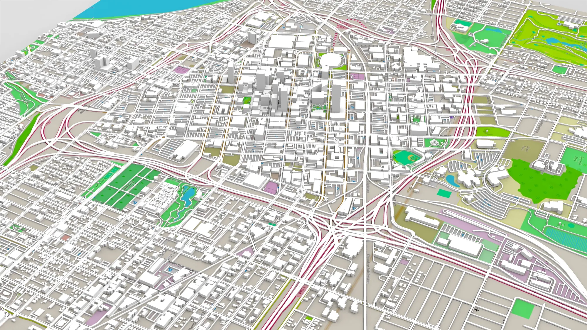 Cityscape Tulsa Oklahoma United States 3D Model .c4d .max .obj .3ds .fbx .stl .blend