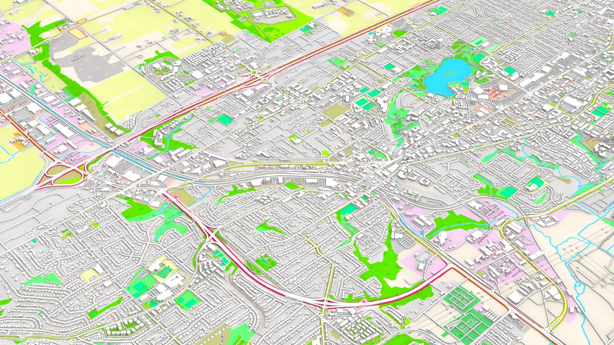 Cityscape Abbotsford Canada 3D Model .c4d .max .obj .3ds .fbx .stl .blend 