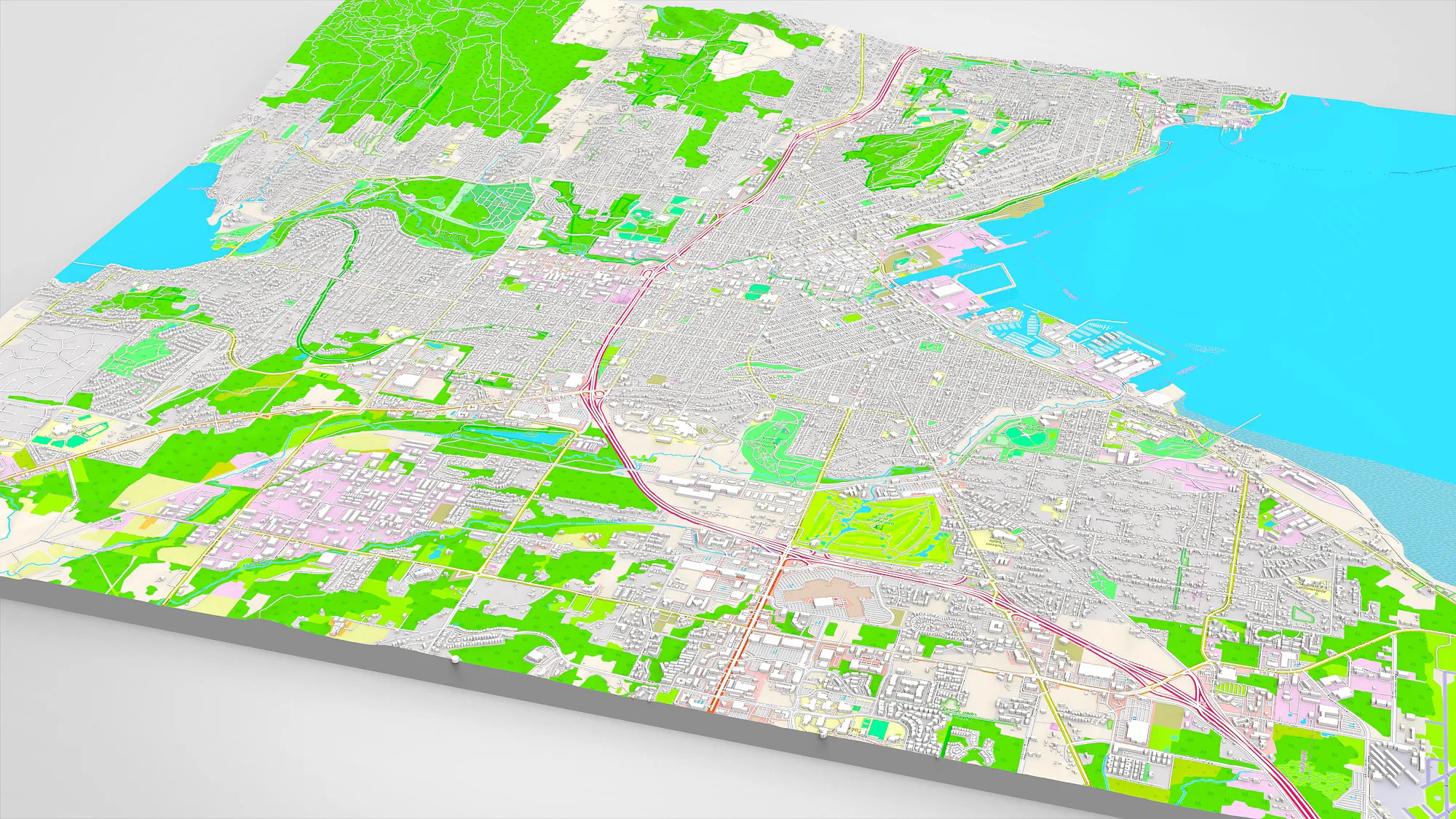 Cityscape Bellingham Whatcom County Washington USA 3D Model .c4d .max .obj .3ds .fbx .stl .blend