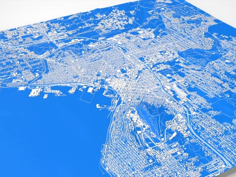 Cityscape Bellingham Whatcom County Washington USA 3D Model