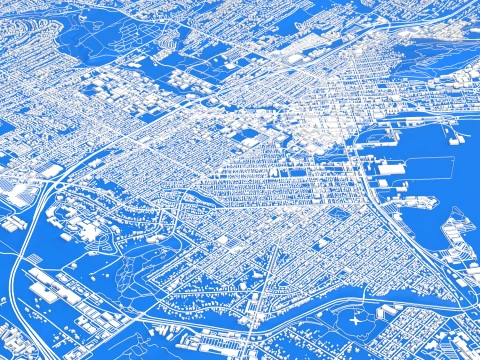 Cityscape Bellingham Whatcom County Washington USA 3D Model