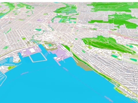 Cityscape Bellingham Whatcom County Washington USA 3D Model