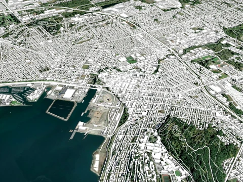 Cityscape Bellingham Whatcom County Washington USA 3D Model