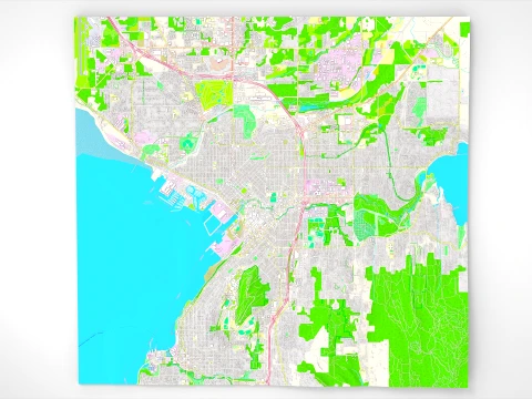 Cityscape Bellingham Whatcom County Washington USA 3D Model