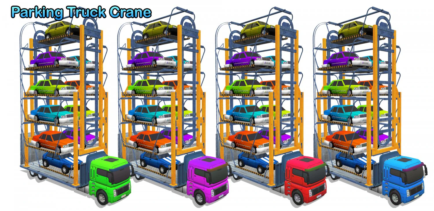 parking truck crane pack 3D Model .c4d .max .obj .3ds .fbx .stl .blend 