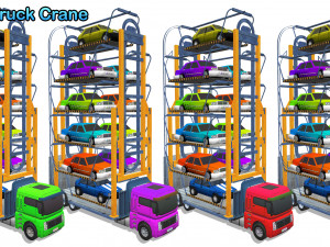 parking truck crane pack 3D Model