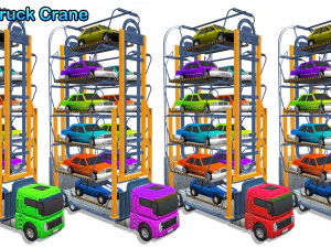 parking truck crane pack 3D Model