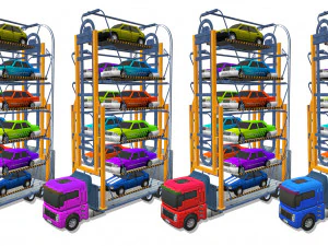 parking truck crane pack 3D Model