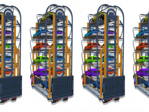 parking truck crane pack 3D Model