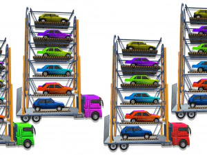 parking truck crane pack 3D Model