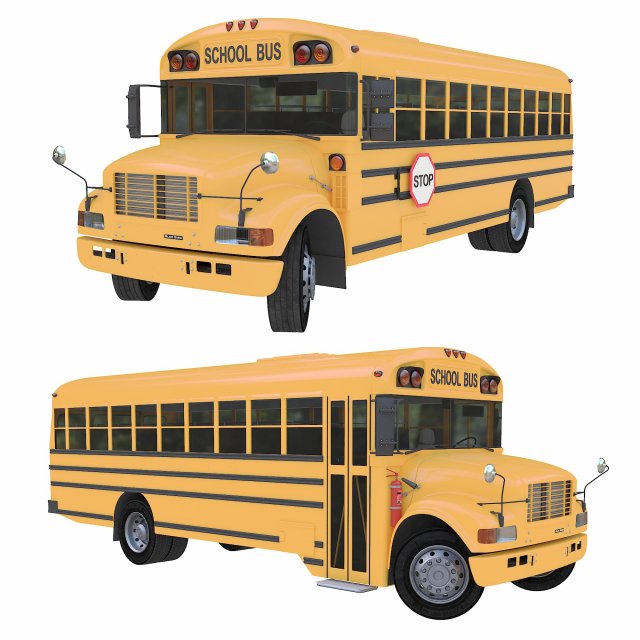 School Bus 3D 모델 .c4d .max .obj .3ds .fbx .stl .blend 